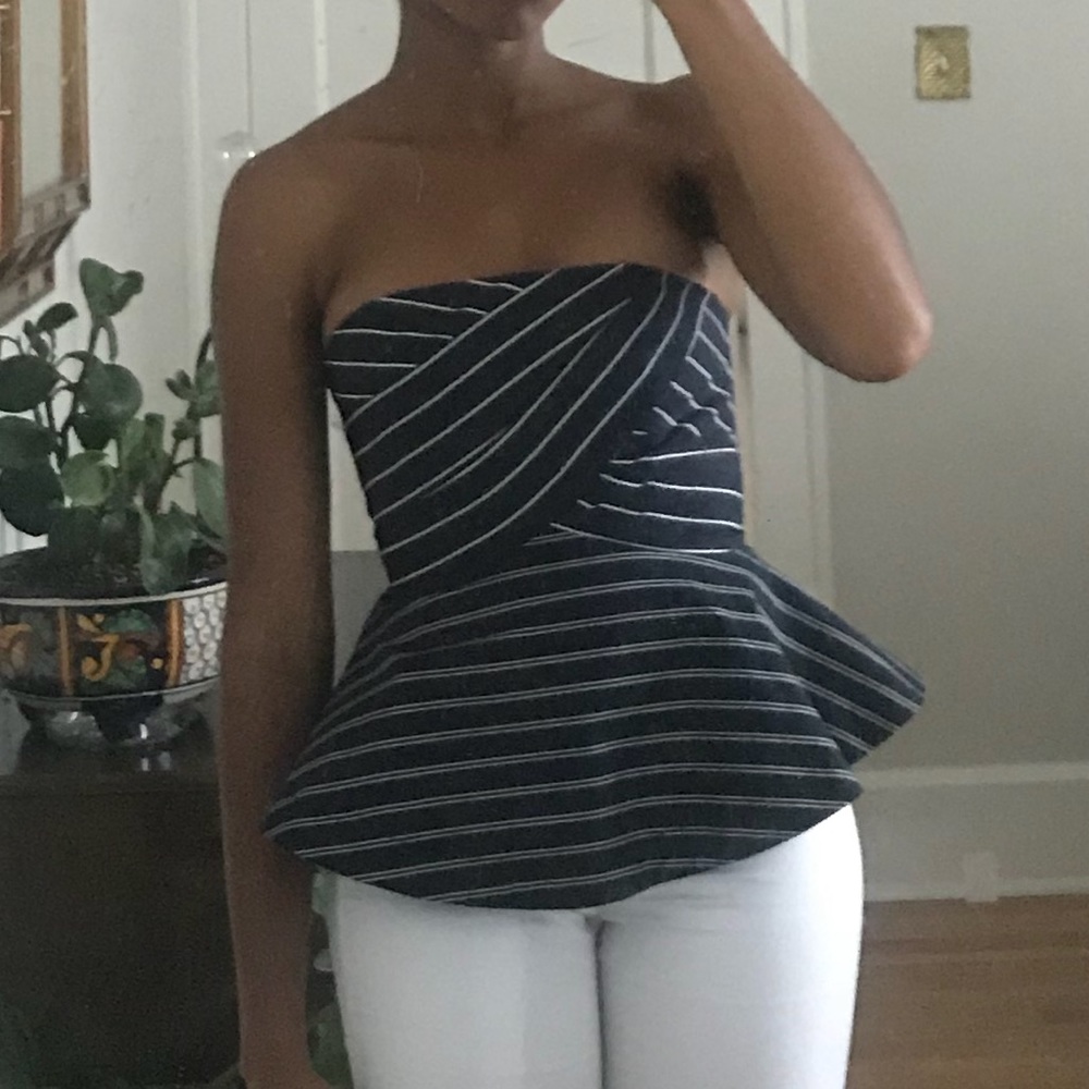 Nicholas Strapless Navy Top